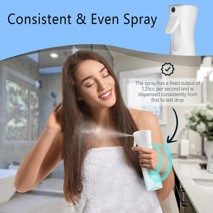 Continuous Spray Bottle for Hair (10.1oz/300ml) Home Essentials Spray Bottles For Cleaning Empty Ultra Fine Water Mister Sprayer For Hairstyling Garden Plants Curly Hair Perfume Pets, Barbers, Salons.