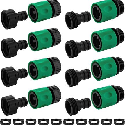 16 Pieces Garden Water Hose Quick Connectors,3/4 Inch GHT Male and Female Water Hose Quick Connect Fittings with 10 Pieces Rubber Washer.