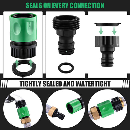 16 Pieces Garden Water Hose Quick Connectors,3/4 Inch GHT Male and Female Water Hose Quick Connect Fittings with 10 Pieces Rubber Washer.