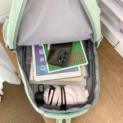 Female Lady High Capacity College Backpack Women Laptop School Bags Cute Girl Travel Book Bag Cool,Black,with Bear Doll.