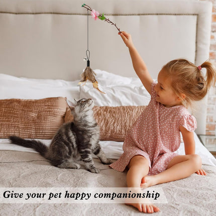 8 Pcs Cat Feather Toys with Bells, Feather Teaser Cat Toy, Replacement Feather Refills with Bells, Exerciser Playing Toy for Kitten or cat.