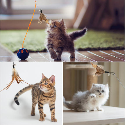 8 Pcs Cat Feather Toys with Bells, Feather Teaser Cat Toy, Replacement Feather Refills with Bells, Exerciser Playing Toy for Kitten or cat.