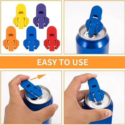 Simple can Opener, Easy Can Opener Soda Beer Can Opener, Manual Easy Can Opener Colorful Drink Can Protector Cap for Pop, Coke, Beer, Soda Aluminum Beverage (6pcs).