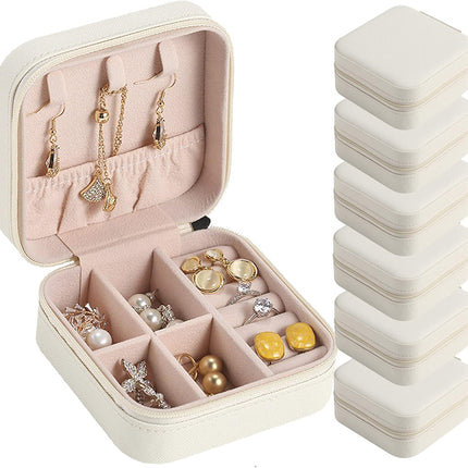 Travel Jewelry Case Bridesmaid Gifts Box,6 Pack Small Jewelry Box Mini Jewelry Organizer,PU Leather Portable Earring Storage Box for Women Girls Bridesmaid Proposal Gifts.