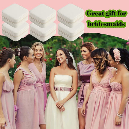 Travel Jewelry Case Bridesmaid Gifts Box,6 Pack Small Jewelry Box Mini Jewelry Organizer,PU Leather Portable Earring Storage Box for Women Girls Bridesmaid Proposal Gifts.