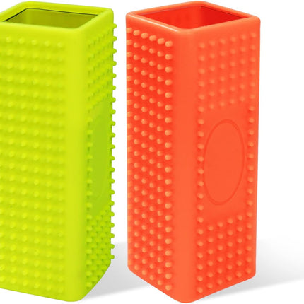 2 PCS Silicone Pet Hair Remover, Reusable Rubber Pet Hair Block Roller Cleaner for Carpet, Couch, Furniture, Car Seats (Orange, Yellow).
