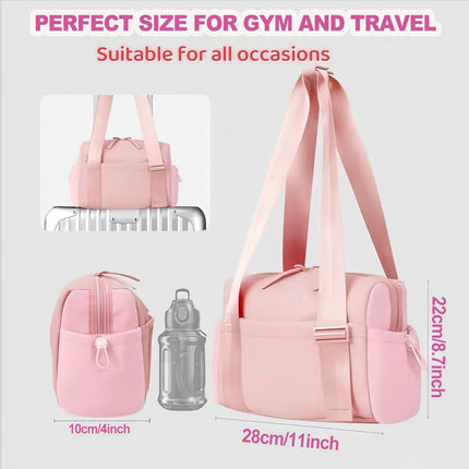 Mini Gym Bag for Women, Small Duffle Bag with Wet Compartment, Lightweight Waterproof Cute Tote for Girls Workout Sport Travel (Pink).