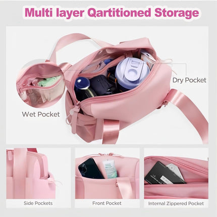 Mini Gym Bag for Women, Small Duffle Bag with Wet Compartment, Lightweight Waterproof Cute Tote for Girls Workout Sport Travel (Pink).