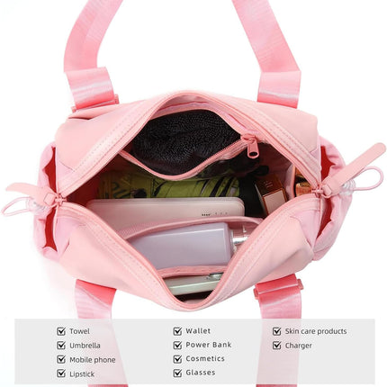 Mini Gym Bag for Women, Small Duffle Bag with Wet Compartment, Lightweight Waterproof Cute Tote for Girls Workout Sport Travel (Pink).