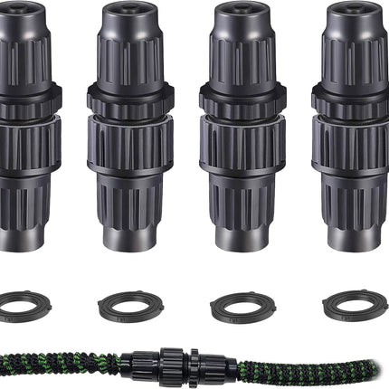 Expandable Garden Hose Repair Kit, Male and Female Hose End Repair Connector/Fittings, Plastic Flex Hose Repair Kit, 4 Pack.