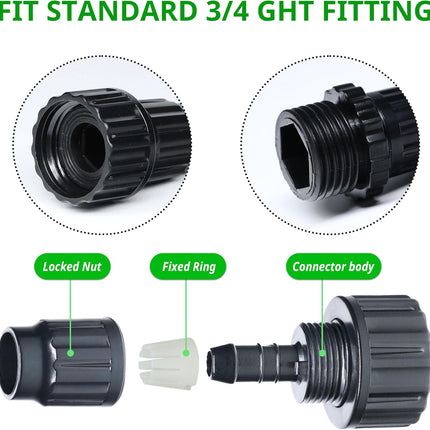 Expandable Garden Hose Repair Kit, Male and Female Hose End Repair Connector/Fittings, Plastic Flex Hose Repair Kit, 4 Pack.