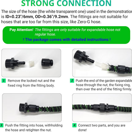 Expandable Garden Hose Repair Kit, Male and Female Hose End Repair Connector/Fittings, Plastic Flex Hose Repair Kit, 4 Pack.