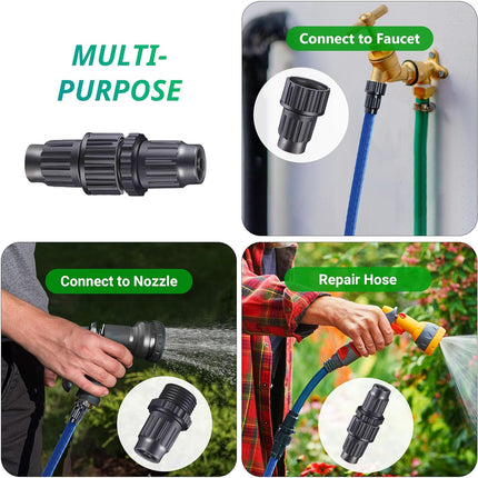 Expandable Garden Hose Repair Kit, Male and Female Hose End Repair Connector/Fittings, Plastic Flex Hose Repair Kit, 4 Pack.