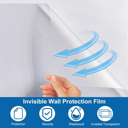 Clear Wall Protector Film, Contact Paper Electrostatic Wall Protective Film, 15.7in X 9.84ft Kitchen Oil Proof Sticker, Waterproof Sticker Cat Dog Scratch Protector for Door, Wall and Furniture.