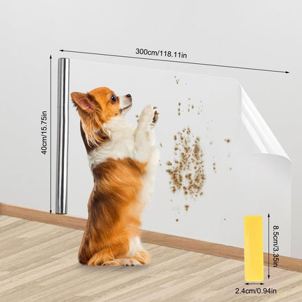 Clear Wall Protector Film, Contact Paper Electrostatic Wall Protective Film, 15.7in X 9.84ft Kitchen Oil Proof Sticker, Waterproof Sticker Cat Dog Scratch Protector for Door, Wall and Furniture.