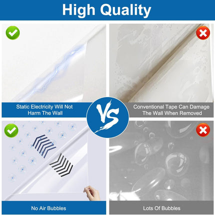 Clear Wall Protector Film, Contact Paper Electrostatic Wall Protective Film, 15.7in X 9.84ft Kitchen Oil Proof Sticker, Waterproof Sticker Cat Dog Scratch Protector for Door, Wall and Furniture.