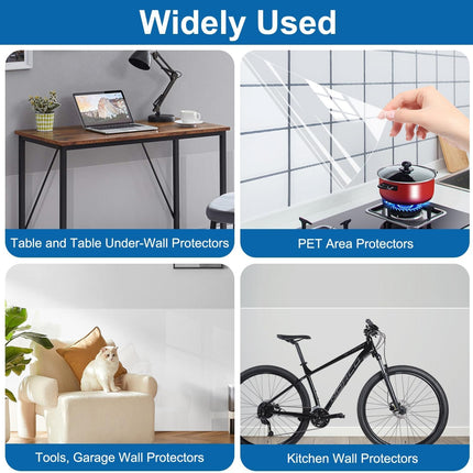 Clear Wall Protector Film, Contact Paper Electrostatic Wall Protective Film, 15.7in X 9.84ft Kitchen Oil Proof Sticker, Waterproof Sticker Cat Dog Scratch Protector for Door, Wall and Furniture.