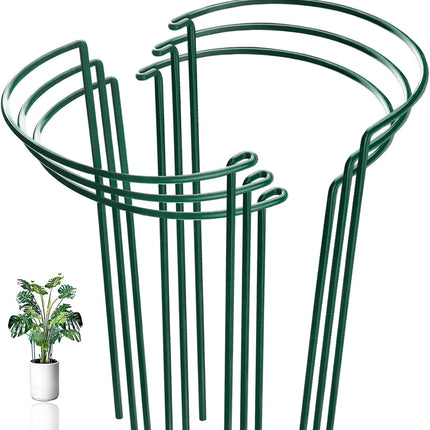6 Pack Plant Support Stakes, Half-Round Plant Support, Green Plant Support Ring, Rust-Proof, Durable for Indoor and Outdoor Plants, Such as Peonies, and Hydrangeas.