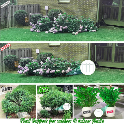 6 Pack Plant Support Stakes, Half-Round Plant Support, Green Plant Support Ring, Rust-Proof, Durable for Indoor and Outdoor Plants, Such as Peonies, and Hydrangeas.