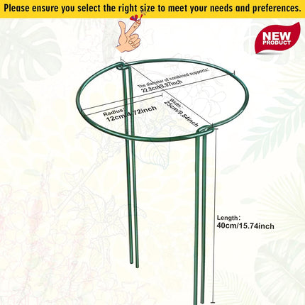 6 Pack Plant Support Stakes, Half-Round Plant Support, Green Plant Support Ring, Rust-Proof, Durable for Indoor and Outdoor Plants, Such as Peonies, and Hydrangeas.