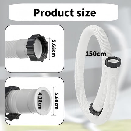1.5" Diameter Pool Pump Replacement Hose Compatible with Intex 1500-2500 GPH Pumps, Sand Filters & Saltwater Systems Heavy-Duty 59" Garden Hose for Above Ground Pools (1-Pack).