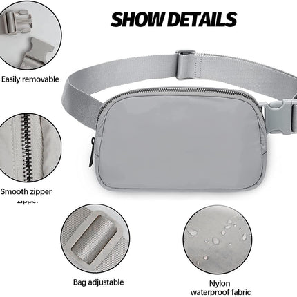 Belt Bag for Women Fanny Pack Dupes, Fashion Crossbody Waist Pack Bag with Adjustable Strap, Everywhere Belt Bag for Travel Outdoors Running Hiking（Grey）.
