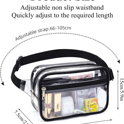 Clear Fanny Pack, PVC Transparent Stadium Bag, Waterproof Adjustable Strap Fanny Pack Crossbody.