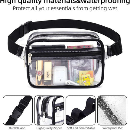Clear Fanny Pack, PVC Transparent Stadium Bag, Waterproof Adjustable Strap Fanny Pack Crossbody.