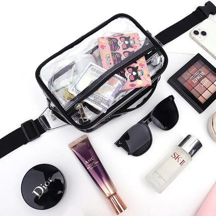 Clear Fanny Pack, PVC Transparent Stadium Bag, Waterproof Adjustable Strap Fanny Pack Crossbody.
