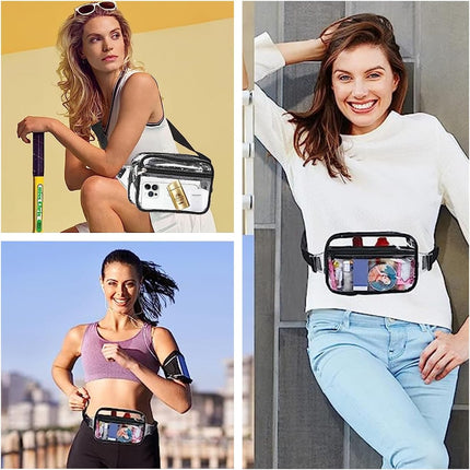 Clear Fanny Pack, PVC Transparent Stadium Bag, Waterproof Adjustable Strap Fanny Pack Crossbody.