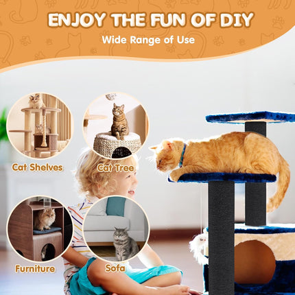 78.7"x15.8" Cat Scratching Mat - Trimmable Self Adhesive DIY Climbing Cat Scratcher Pad Replacement for Cat Tree Shelves and Post Cat Scratch Furniture (Light Grey).