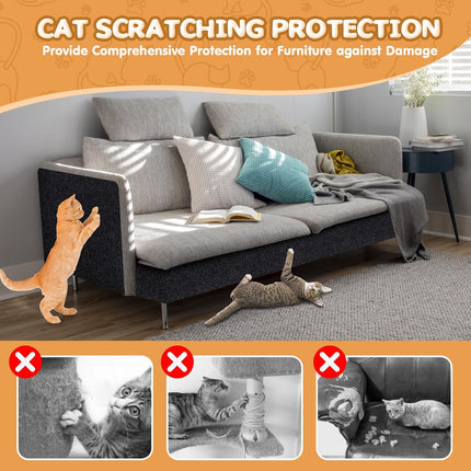 78.7"x15.8" Cat Scratching Mat - Trimmable Self Adhesive DIY Climbing Cat Scratcher Pad Replacement for Cat Tree Shelves and Post Cat Scratch Furniture (Light Grey).