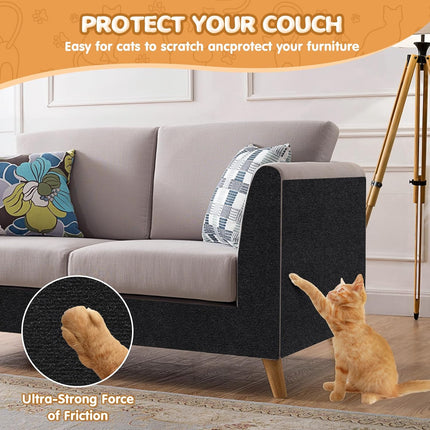 78.7"x15.8" Cat Scratching Mat - Trimmable Self Adhesive DIY Climbing Cat Scratcher Pad Replacement for Cat Tree Shelves and Post Cat Scratch Furniture (Light Grey).