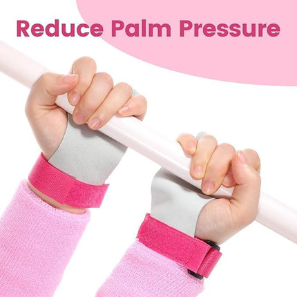 2 Packs Kids Gymnastics Grips Wristbands Sets for Youth, Palm Protection & Wrist Support for Training, Workout - Sports Accessories.