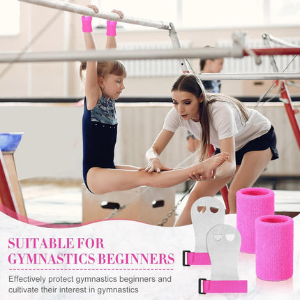 2 Packs Kids Gymnastics Grips Wristbands Sets for Youth, Palm Protection & Wrist Support for Training, Workout - Sports Accessories.
