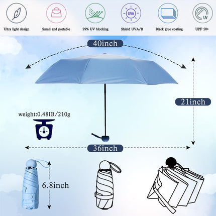 Travel Compact Rain Umbrella Lightweight Portable Folding Umbrella for Car Backpack Purse Men Women.