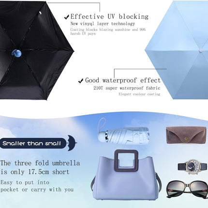 Travel Compact Rain Umbrella Lightweight Portable Folding Umbrella for Car Backpack Purse Men Women.