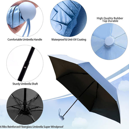 Travel Compact Rain Umbrella Lightweight Portable Folding Umbrella for Car Backpack Purse Men Women.