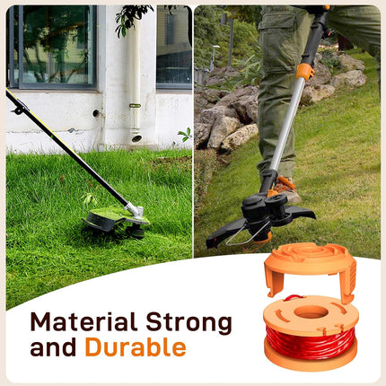 7Pack WA0010 WA0004 Replacement String Trimmer Spool Compatible with Worx WG154 WG162 WG163 WG170 WG151 WG180 Autofeed Weed Eater,Spool Line 10ft 0.065'' and WA6531 Cover Cap (6Spool + 1Cap).