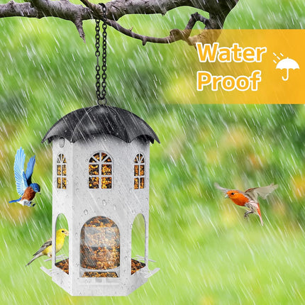 Metal Bird Feeder for Outdoor Hanging, Wild Bird Feeders with Circular Perch, Squirrel Proof Bird Feeder,Easy to Clean & Refill, Large Seed Capacity Birds Feeder.