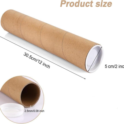 2 Pack 12Inch Mailing Tubes with Caps - Heavy-Duty Spiral Design, Crush-Proof Protection for Artwork, Posters, Documents - Ideal for Shipping, Storage & DIY Crafts，Draw pen holder.