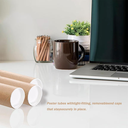 2 Pack 12Inch Mailing Tubes with Caps - Heavy-Duty Spiral Design, Crush-Proof Protection for Artwork, Posters, Documents - Ideal for Shipping, Storage & DIY Crafts，Draw pen holder.