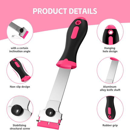 3 Pack Razor Blade Scraper Set, Includes 30 Plastic & 30 Metal Blades, Multi-Purpose Tool for Glass, Cooktop, Sticker Removal, Paint & Gum Cleaning (Pink).