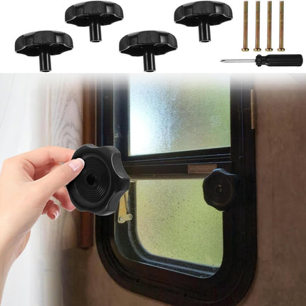4 Pack RV Window Crank Replacement & Vent Knob, Camper Trailer Window Hardware Accessories (1" Shaft, 2-1/4" Diameter) with Screws & Screwdriver, Interior RV Parts. (4).