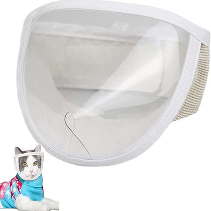 Cat Face Guard - Transparent Cat Grooming Muzzle with A Blowhole - Cotton Pet Mouth Cover Protective Cover Adjustable for Nail Trimming Bathing Grooming Cat Muzzle for Grooming (S).