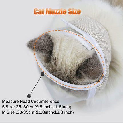 Cat Face Guard - Transparent Cat Grooming Muzzle with A Blowhole - Cotton Pet Mouth Cover Protective Cover Adjustable for Nail Trimming Bathing Grooming Cat Muzzle for Grooming (S).