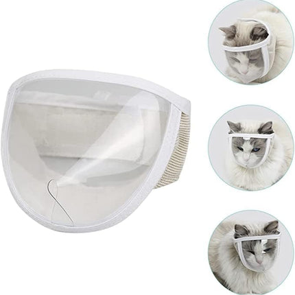 Cat Face Guard - Transparent Cat Grooming Muzzle with A Blowhole - Cotton Pet Mouth Cover Protective Cover Adjustable for Nail Trimming Bathing Grooming Cat Muzzle for Grooming (S).