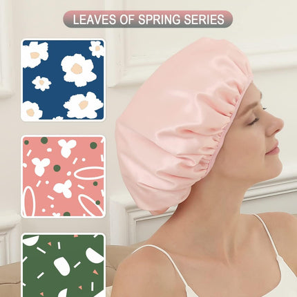 Terry Lined Shower Cap,Triple Layer Large Cap for Women,Shower Cap Reusable Waterproof,Long Thick Hair(Pink).