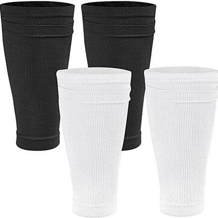 Shin Pads Sock, 2 Pairs Soccer Shin Guard Sock, Breathable Soccer Shin Guard Socks with Pockets, Shin Pads Holder.