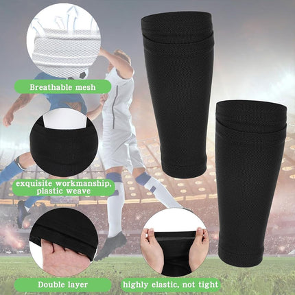 Shin Pads Sock, 2 Pairs Soccer Shin Guard Sock, Breathable Soccer Shin Guard Socks with Pockets, Shin Pads Holder.